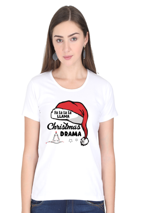 Fa La La La Llama Christmas Drama Women Half Sleeve T-shirt