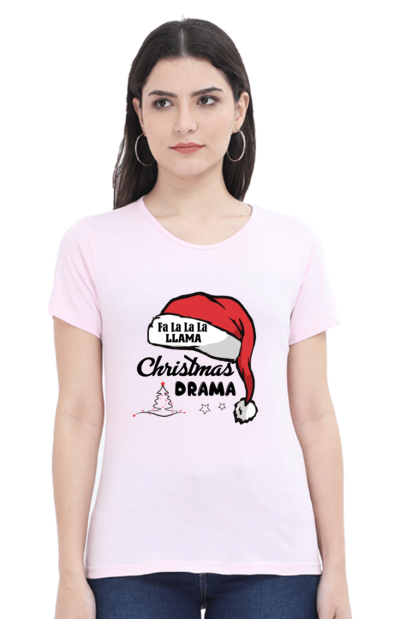 Fa La La La Llama Christmas Drama Women Half Sleeve T-shirt