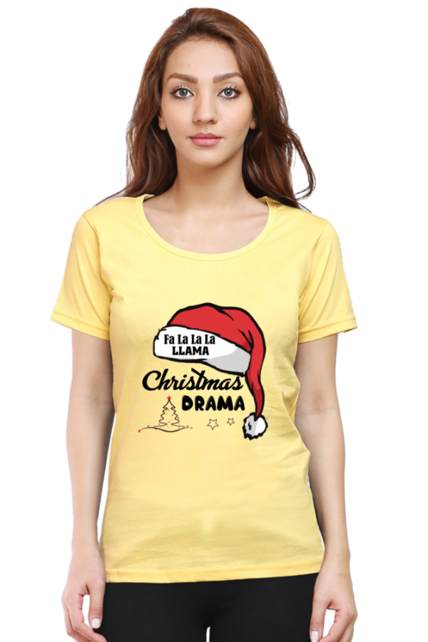 Fa La La La Llama Christmas Drama Women Half Sleeve T-shirt