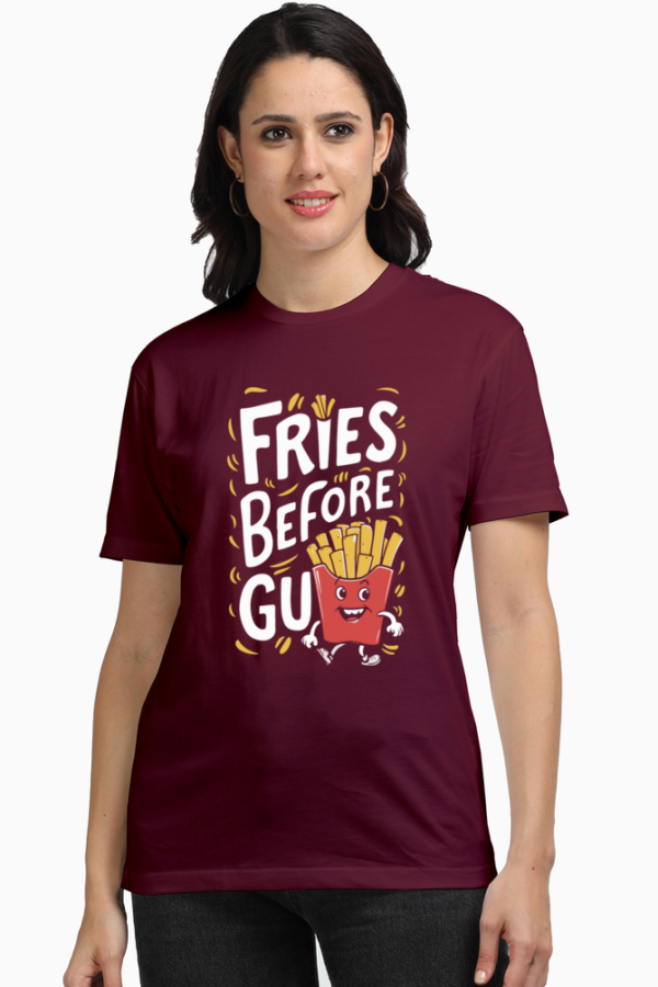 Fries Before Guys Women's Graphic T-shirt - Fun & Trendy Casual Tee