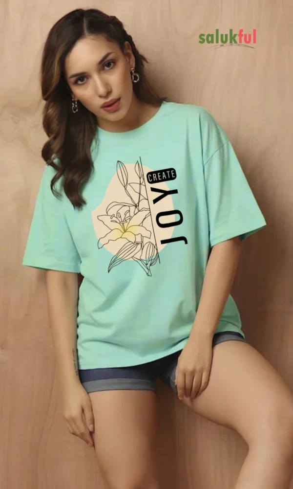 Create Joy Women’s Graphic Oversize T-Shirt – Trendy, Comfortable, and Uplifting Casual Wear