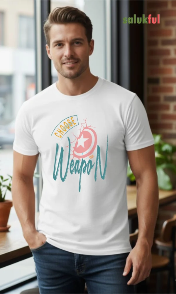 Choose Your Weapon Man Graphic T-Shirt – Trendy Gaming Tee for Gamers | Salukful