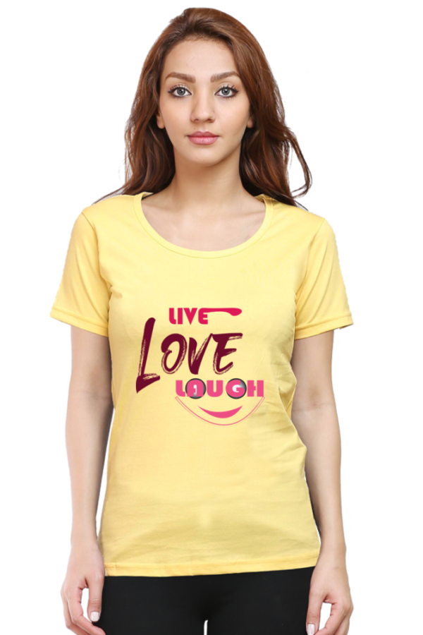 Live, Love, Laugh Women’s Graphic T-Shirt - Trendy Casual Tee for Women