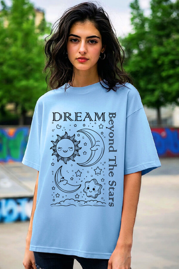 Dream Beyond the Stars Women Graphic Oversized T-Shirt