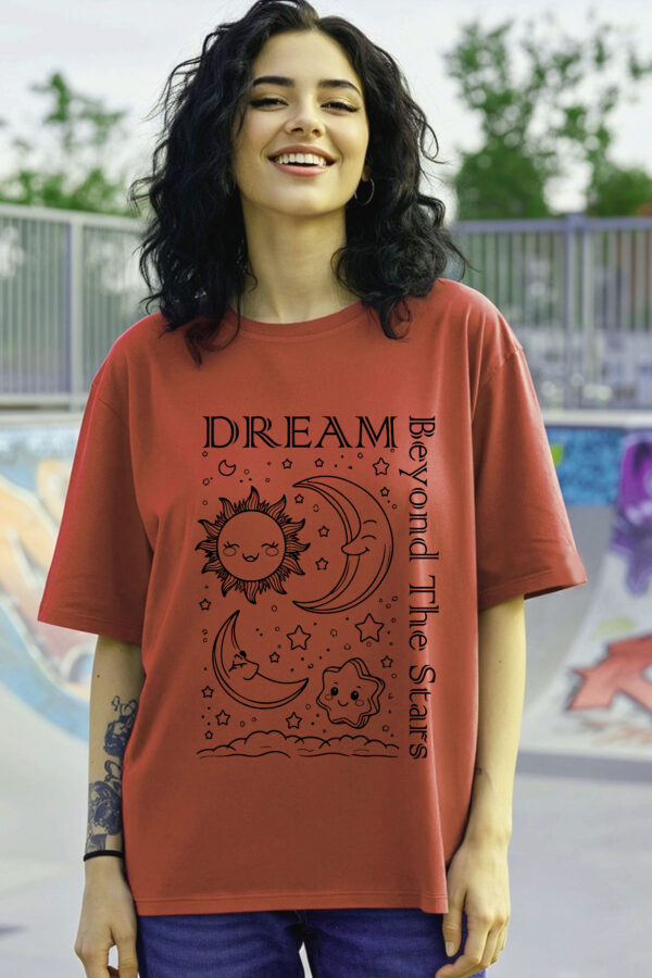 Dream Beyond the Stars Women Graphic Oversized T-Shirt