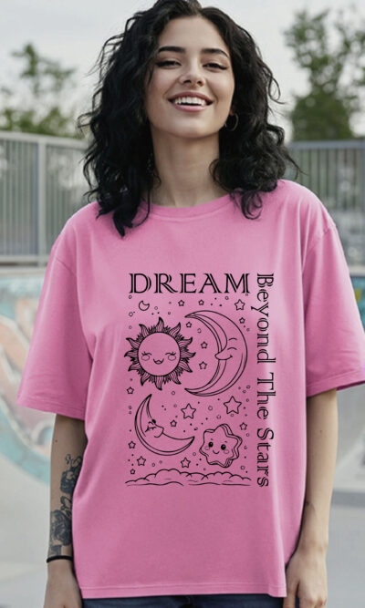 Dream Beyond the Stars Women Graphic Oversized T-Shirt