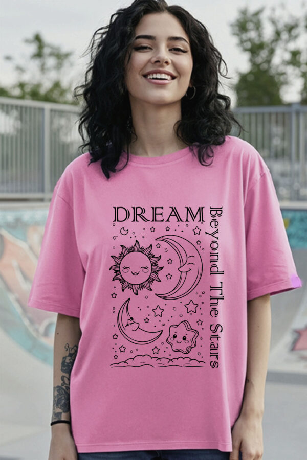 Dream Beyond the Stars Women Graphic Oversized T-Shirt