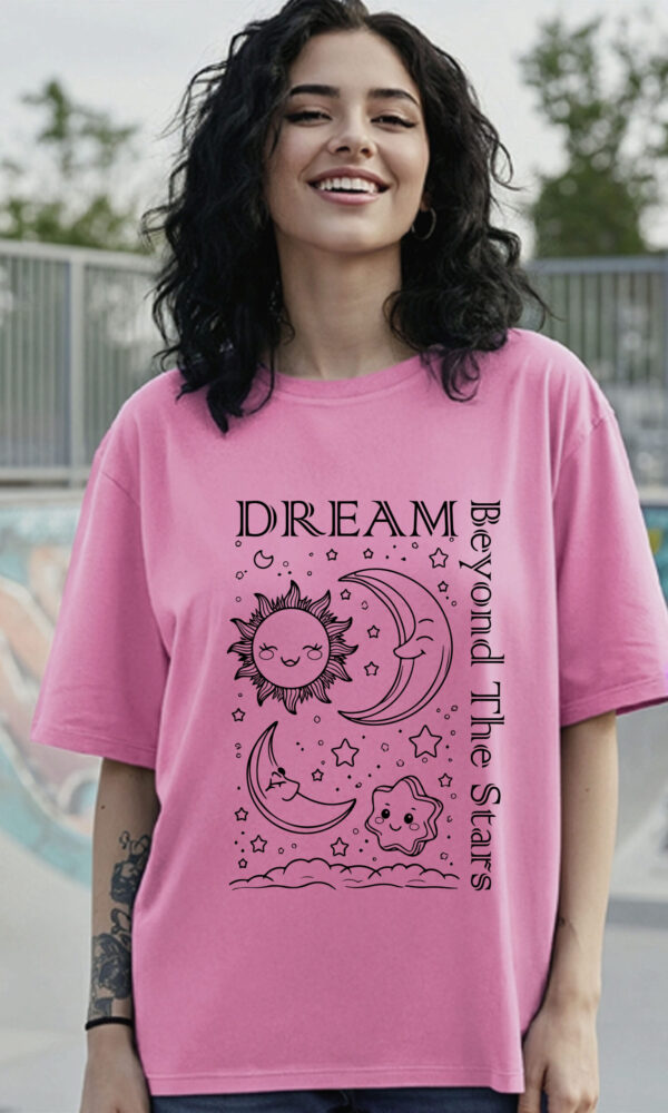 Dream Beyond the Stars Women Graphic Oversized T-Shirt
