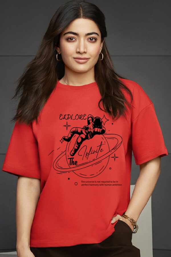 Explore the Infinite Women Graphic Oversized T-Shirt