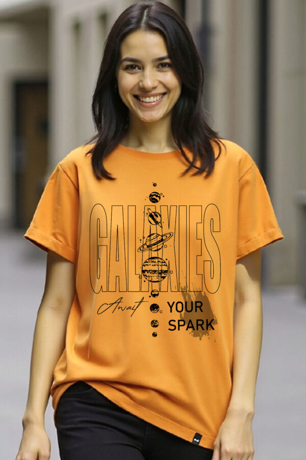 Galaxies Await Your Spark Graphic Oversized T-Shirt