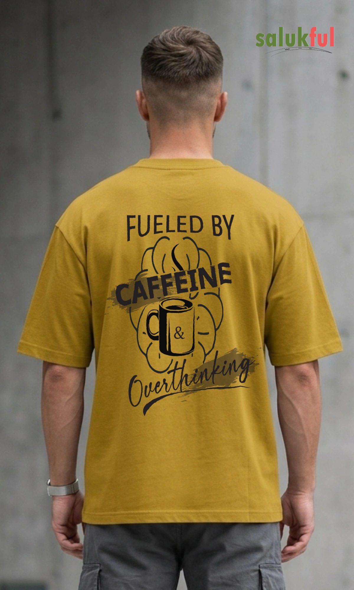 Fueled By Caffeine Mustard Yellow model back