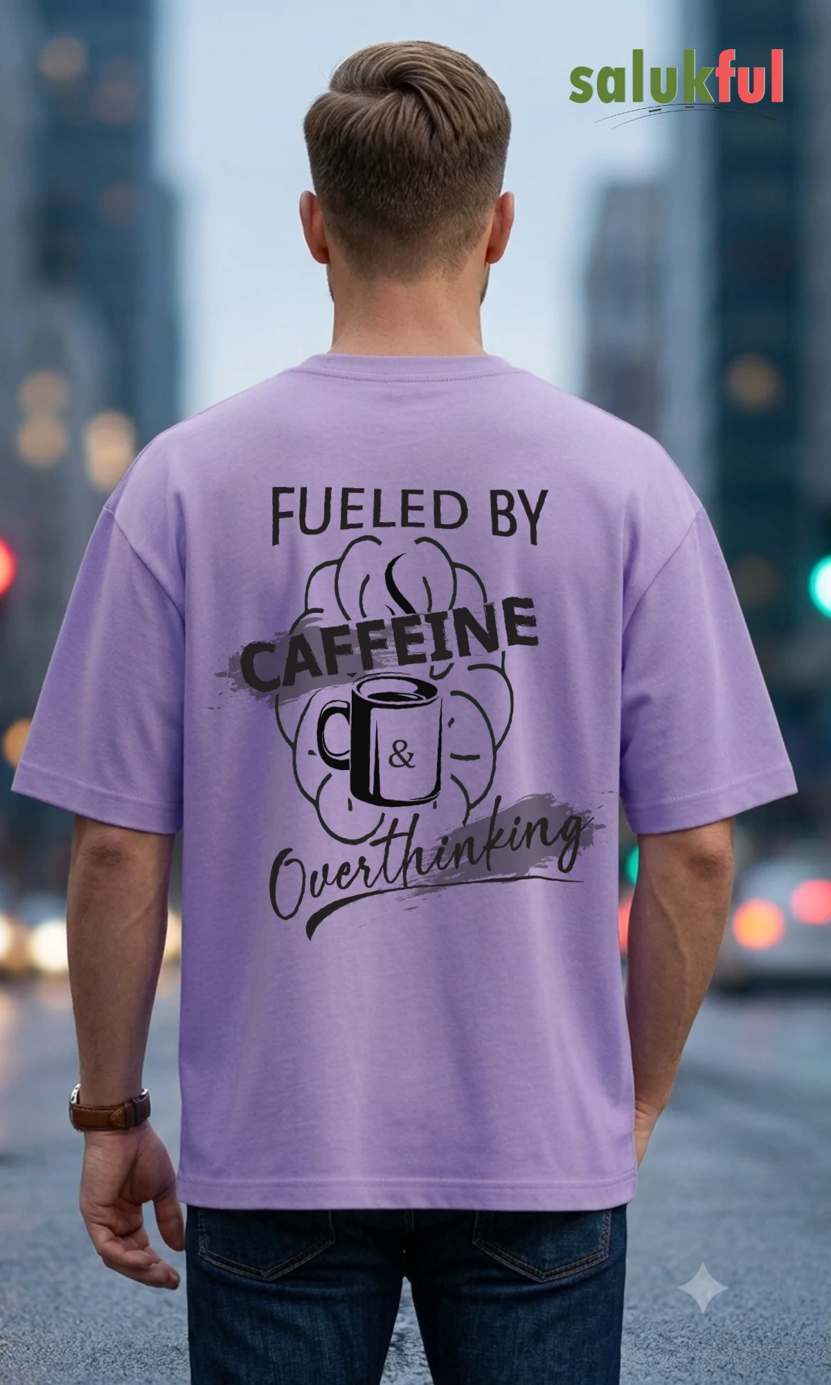 Fueled By Caffeine lavender back model