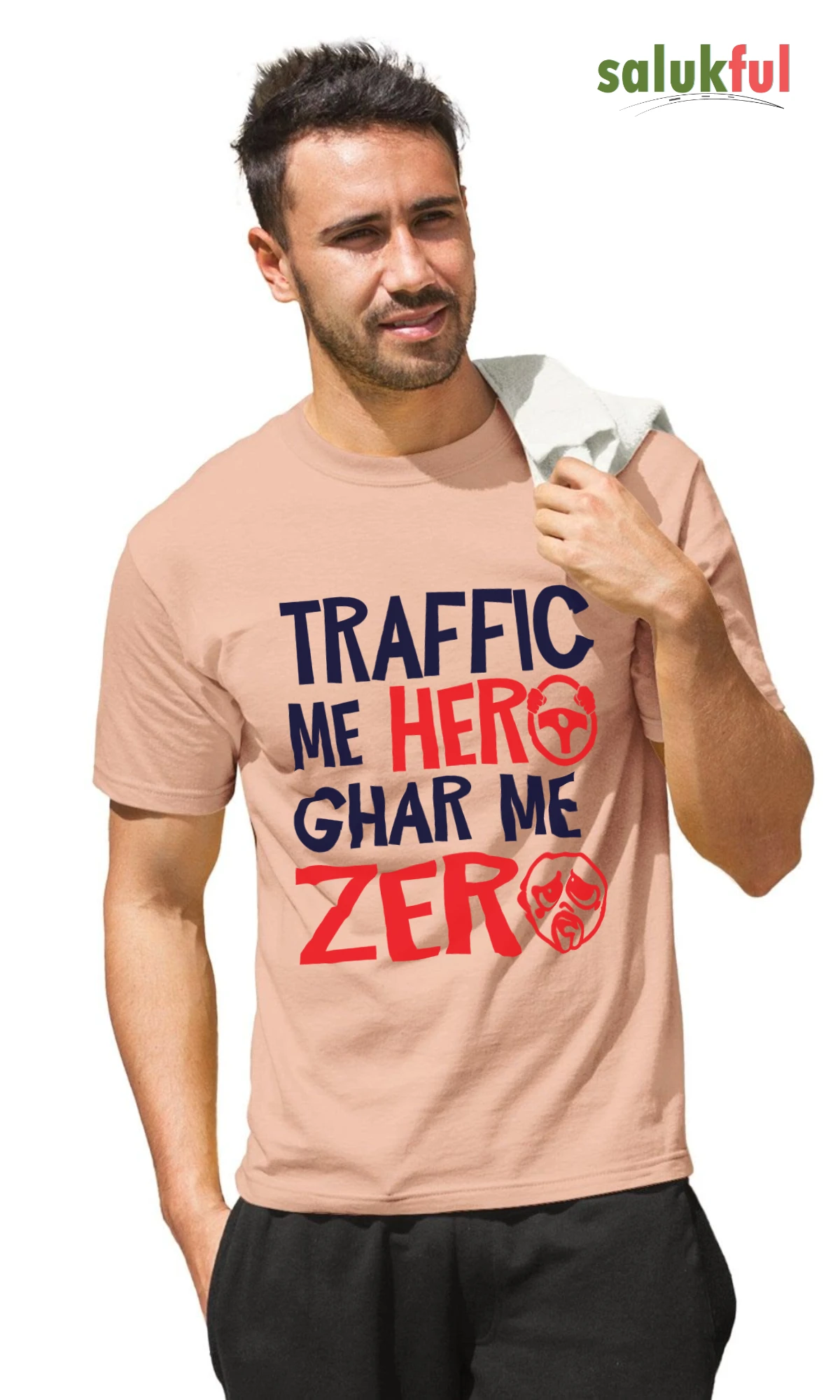 Traffic me hero peach Traffic Mein Hero, Ghar Mein Zero Men's Graphic T-Shirt